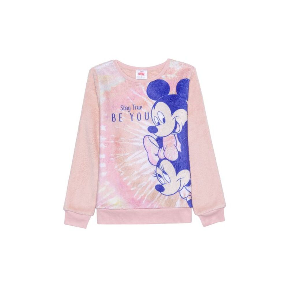 Disney Big Girls Mickey Minnie Cozy Pullover Sweatshirt
